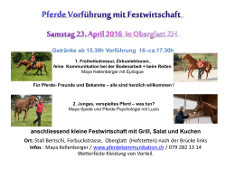 Pferde Vorführung mit Festwirtschaft: Samstag 23. April 2016 in