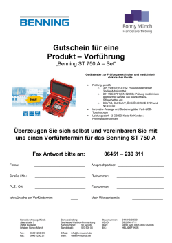 Gutschein f&uuml;r eine Produkt &ndash; Vorf&uuml;hrung