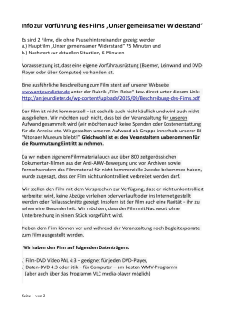 Info zur Vorf&uuml;hrung des Films &bdquo;Unser