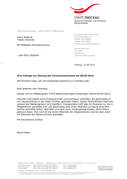 Herrn Stadtrat Tristan Drechsel MF Mitglieder Finanzausschuss