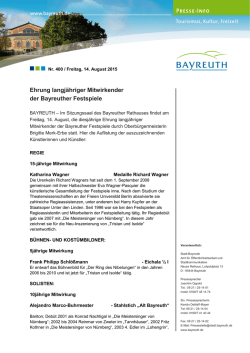 Ehrung langj&auml;hriger Mitwirkender der Bayreuther Festspiele