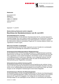Beschlüsse der Standeskommission vom 30. Juni 2015