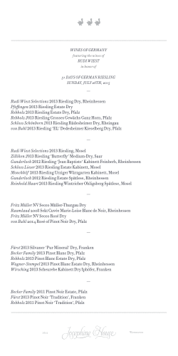 Rudi Wiest Selections 2013 Riesling Dry, Rheinhessen Pfeffingen