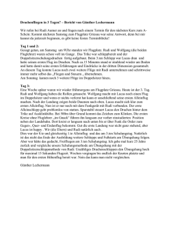 Drachenfliegen in 3 Tagen? – Bericht von Günther Lechermann Wir