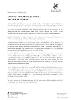 Chalet Bar – Wine, Cheese & Cocktails Glanzvolle Bareröffnung