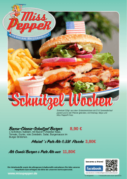 Bacon-Cheese-Schnitzel Burger 8,90 €