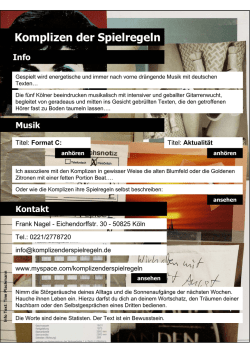 info sheet - kOMPLIZEN DER SPIELREGELN