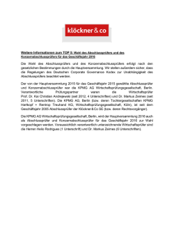Die Wahl des Abschlusspr&uuml;fers und des Konzernabschlusspr&uuml;fers