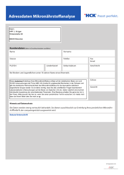 Adressdaten Mikronährstoffanalyse