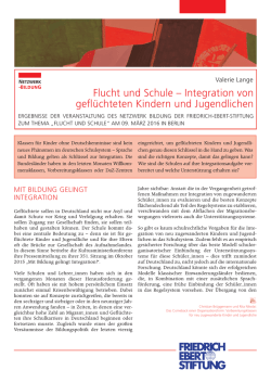 integration von gefl&uuml;chteten Kindern und Jugendlichen