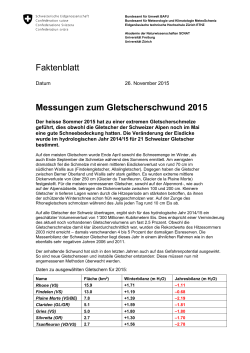Faktenblatt Messungen Gletscherschwund 2015