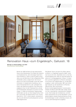 Renovation Haus «zum Engelskopf», Gallusstr. 16