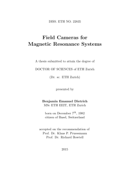 Field Cameras for Magnetic Resonance Systems - ETH E