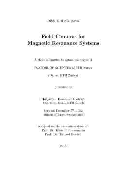 Field Cameras for Magnetic Resonance Systems - ETH E