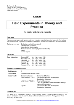 Field Experiments in Theory and Practice