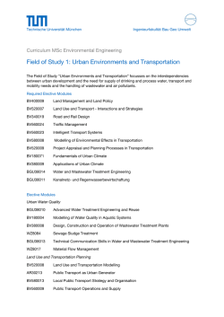 Field of Study 1: Urban Environments and Transportation