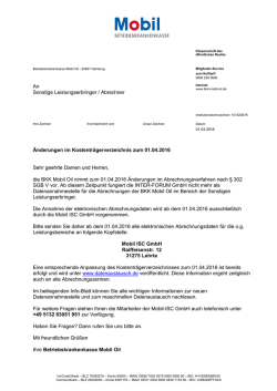Informationen zum Dienstleisterwechsel - GKV