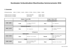 Stundenplan Verbundstudium Maschinenbau Sommersemester