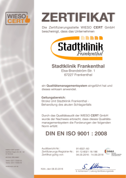 zertifikat - Stadtklinik Frankenthal