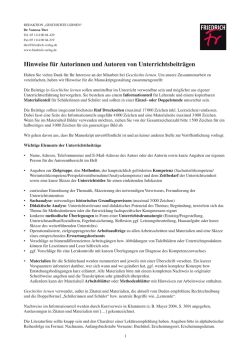 Hinweise f&uuml;r Autorinnen und Autoren von Unterrichtsbeitr&auml;gen