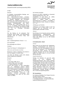Hinweis f&uuml;r Autoren - New Design University