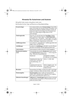 Hinweise f&uuml;r Autorinnen und Autoren