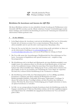 Richtlinien für Autorinnen und Autoren der AJP/PJA