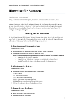 Hinweise f&uuml;r Autoren - Marktpl&auml;tze im Umbruch