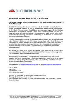 Prominente Autoren lesen auf der 2. Buch Berlin