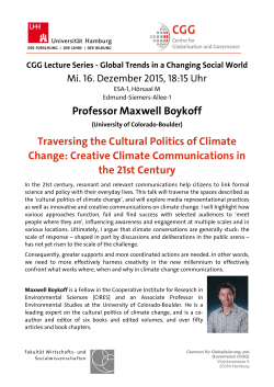 Professor Maxwell Boykoff Traversing the Cultural Politics of Climate
