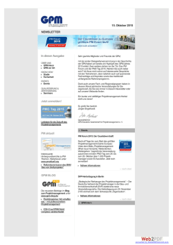 GPM Newsletter 10/2015 &ndash; PM Forum 2015: Der Countdown l&auml;uft!