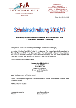 Infoabend Schuleinschreibung 2016/17n