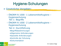 Hygiene 1 Hygieneschulung