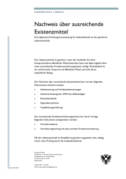 Nachweis &uuml;ber ausreichende Existenzmittel