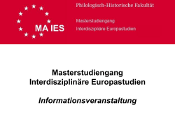 Masterstudiengang Interdisziplinäre Europastudien