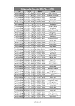 Belegungsplan Dezember 2015 / Januar 2016