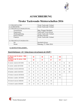 AUSSCHREIBUNG Tiroler Taekwondo Meisterschaften 2016
