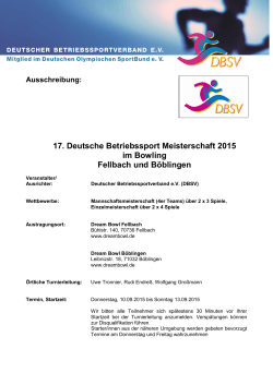 17. Deutsche Betriebssport Meisterschaft 2015 im Bowling Fellbach