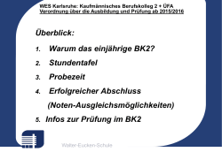 WES Karlsruhe: Kaufmännisches Berufskolleg 2 + ÜFA Verordnung