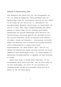 1 Aufbruch in Fahrtrichtung links. Eine Erkenntnis des Jahres 2015