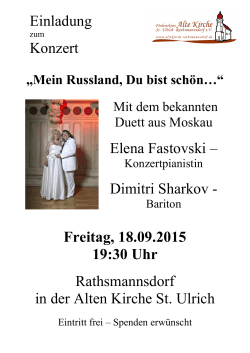 Einladung Konzert Elena Fastovski – Dimitri Sharkov