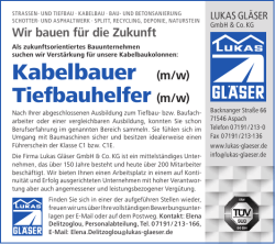 Kabelbauer (m/w) - Lukas Gläser GmbH & Co. KG