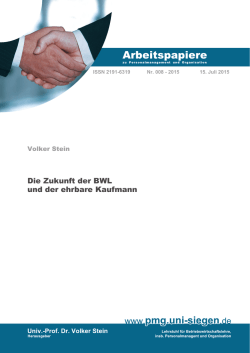 Die Zukunft der BWL und der ehrbare Kaufmann