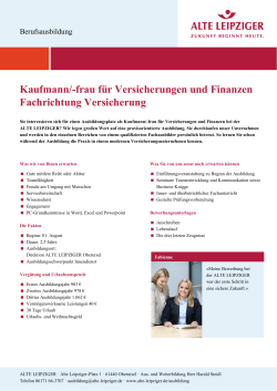 Kaufmann/-frau für Versicherungen und Finanzen Fachrichtung