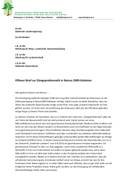 Offener Brief zur Düngeproblematik in Natura 2000