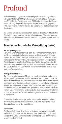 Teamleiter Technische Verwaltung (m/w)