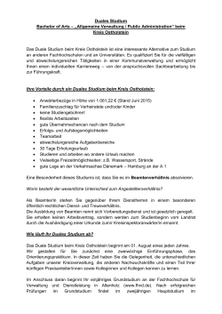 Duales Studium Bachelor of Arts – „Allgemeine Verwaltung / Public