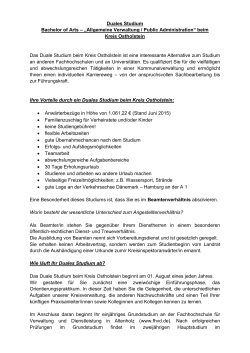 Duales Studium Bachelor of Arts &ndash; &bdquo;Allgemeine Verwaltung / Public