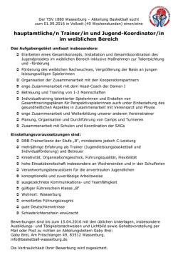 hauptamtliche/n Trainer/in und Jugend