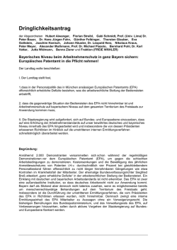 Dringlichkeitsantrag - FREIE W&Auml;HLER Landtagsfraktion